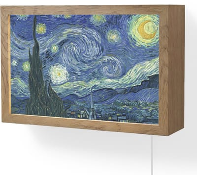 Wandlamp 30x20 cm - Oplaadbaar - Sterrennacht - Schilderij - Oude meesters - Vincent van Gogh - Wandlampen binnen woonkamer - Slaapkamer lamp met kabel - Decoratieve nachtlamp - Vloerlamp snoer