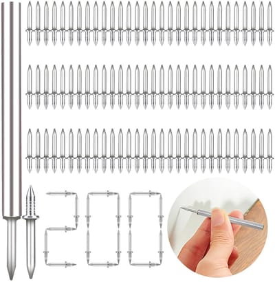 Dailygoods- Dubbele Kopnagels Naadloos - Onzichtbare Veiligheidsschroeven - Voor Plinten - Roestbestendig - Eenvoudige Installatie - Sterk Materiaal - Spijkers