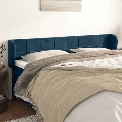 vidaXL - Hoofdbord - met - randen - 183x23x78/88 - cm - fluweel - donkerblauw