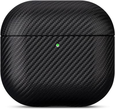 Compatibele hoes voor AirPods 4 - Handgemaakt, Schokbestendig en Draadloos Opladen - Koolstofvezel Textuur - Zwart