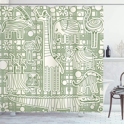 ABAKUHAUS douchegordijn – boeket – 175x200 cm – varen groen