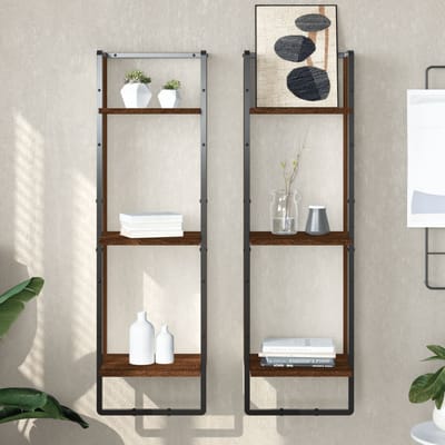 vidaXL - Wandrek - 3-laags - 30x25x100 - cm - bewerkt - hout - bruin - eikenkleur
