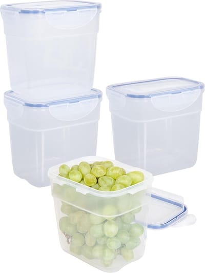 Lock&Lock Diepvriesbakjes - Meal prep bakjes - Vershoudbakjes - 1 liter - Set 4 stuks - In elkaar stapelbaar - 100% lekvrij - BPA vrij - PFAS vrij - Magnetron bakjes met deksel - Diepvriesdozen - Bewaarbakjes - Vershouddoos - Transparant