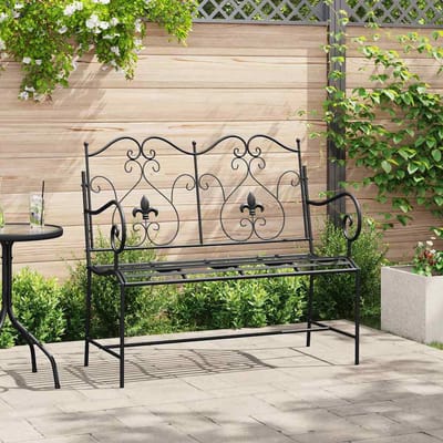 vidaXL - Tuinbank - 2 - -Seater - 104 - x - 54 - x - 93 - cm - Staal - Zwart