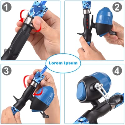 Kinderhengel en Molen Combinatie Volledige Set 1,2m 1,5m Telescopische Werphengel Stok met Spincast Molen en Haken Kunstaas blauw