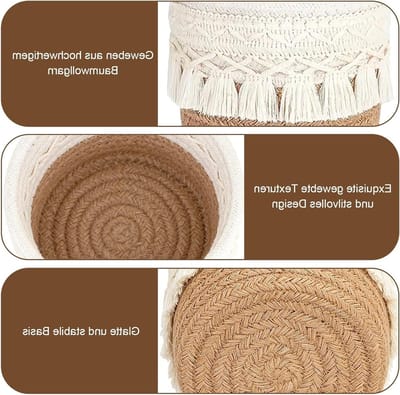 Gevlochten opbergmanden voor kaptafel, organizer voor cosmetica en make-upkwasten, boho-stijl accessoires, set van 2