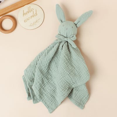 Baby Konijn Vierkant Knuffeldoekje Elegante Strik Decoratie Konijn Vierkant Dekentje Voor Kinderen Leuke Borduurwerk Baby Kwijl Doekje