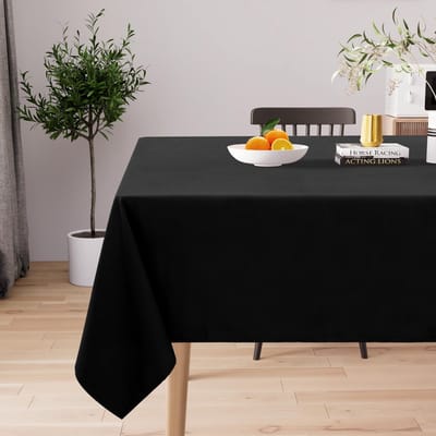 Tafelkleed, afwasbaar, lotuseffect, rechthoekig, 140 x 100 cm, waterafstotend, polyester, onderhoudsvriendelijk, voor partykeuken, zwart