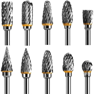 GELLDG Dubbelzijdige hardmetalen vingerfrezen - Hardmetalen roterende gereedschapset - Vingerfrezen met een schacht van 1/8 inch - Boorbits - Geschikt voor doe-het-zelf houtbewerking, snijden, metaalpolijsten, graveren en boren
