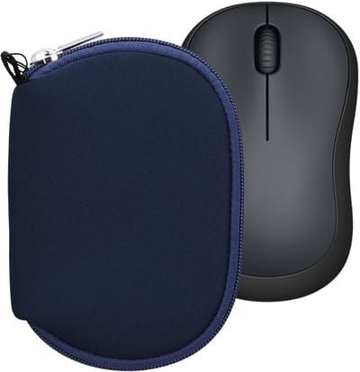 kwmobile computermuis hoes geschikt voor Logitech M220 SILENT / M235 / M185 hoesje - Muis beschermhoes met rits - Mouse case van neopreen in donkerblauw
