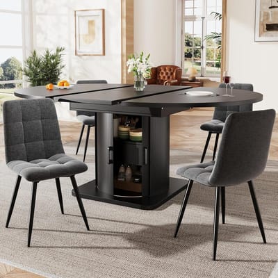 Eettafel uittrekbaar - Keukentafel - Ruimte besparen - Flexibel aanpasbaar - 118-158 cm - Zwart