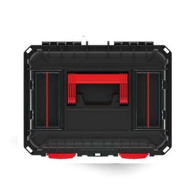 AWTOOLS - Heavy Gereedschapskoffer - Versterkte Polymeerconstructie - Uitneembare Tafel - Transparante Organizers