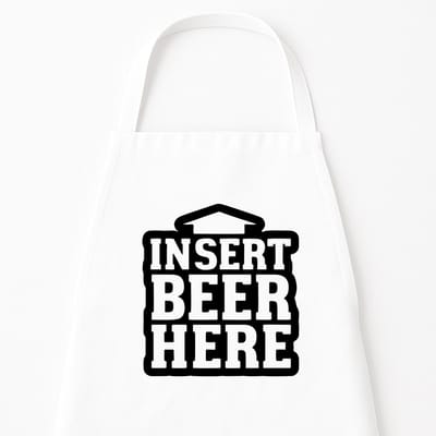 Keukenschort "Insert beer here" | Grappig Kerstcadeau & Sinterklaas | Bierliefhebber | Wit