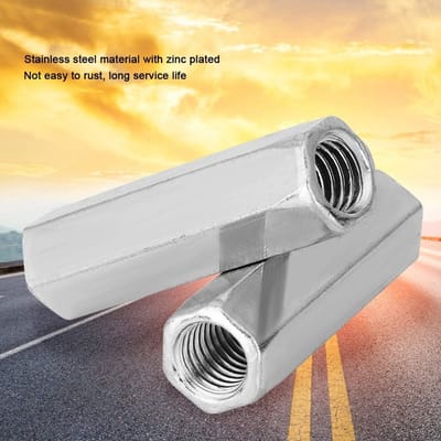 Dailygoods- Stangmoer Zeskant - Lange Stangmoer M10 x 50 - Verzinkt Staal - 5 Stuks - Schroefdraadbevestigingen - Hoogwaardige Kwaliteit - Moeren