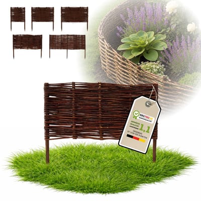 Floranica 1 stuk Bedrand van wilgenhout 40 cm x 60 cm Wilgenhek insteekhekwerk Tuinafscheiding van wilg Wilgenvlechtwerk Tuinhek Gazonrand Palissade van wilgentenen