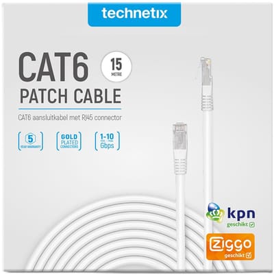CAT 6 Netwerkkabel, UTP, CU, gold plated connectoren - Technetix