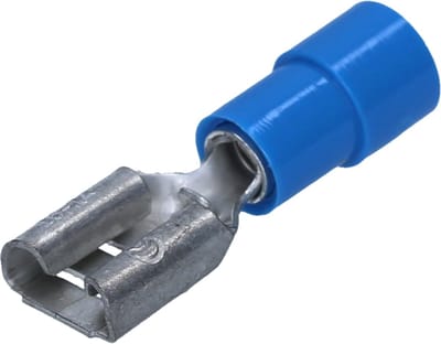 10 stuks Kalitec FHB285 platte stekkerdoos blauw 2,8x0,5 I 1,5-2,5mm² kabelconnector I gedeeltelijk geïsoleerd I messing I voor voertuigen en industrie
