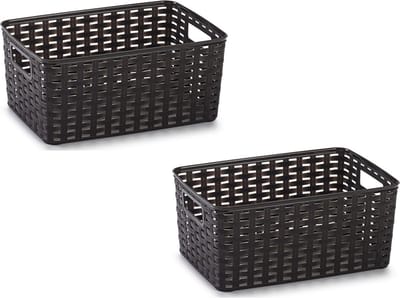Plasticforte Opbergmand - 5x - Kastmand - rotan kunststof - donkerbruin - 10 Liter - 22 x 33 x 16 cm