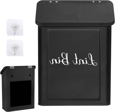Lintafvalbak met Magnetische Bevestiging voor de Wasruimte, 19 x 9.2 x 27 cm, Inclusief Lintborstel en Deksel, Ideaal voor Organisatie en Netheid in de Wasruimte