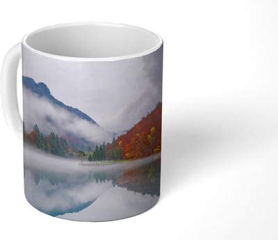 Mok - Koffiemok - Herfst - Mist - Water - Landschap - Mokken - 350 ML - Beker - Koffiemokken - Theemok