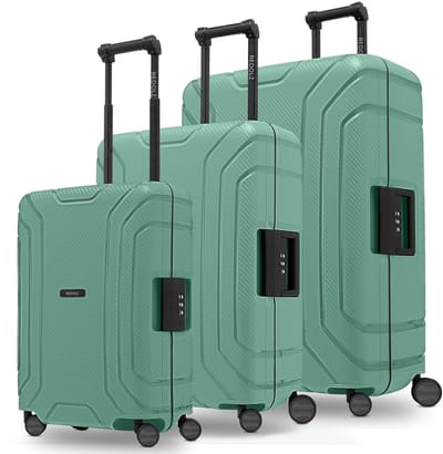 Redolz Essentials 15 4-wiel kofferset 3-delig met driepuntsluiting - Harde bagage - TSA slot - sea green