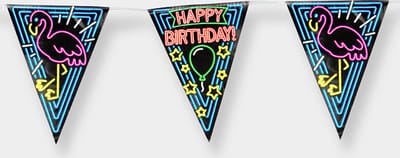 Paperdreams - Neon Party Vlaggen - Happy Birthday (10 m)