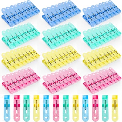 Kleurige Kledingknijpers Set van 100 Stuks, Winddicht en Met Zachte Grip voor Waslijn en Droogrek