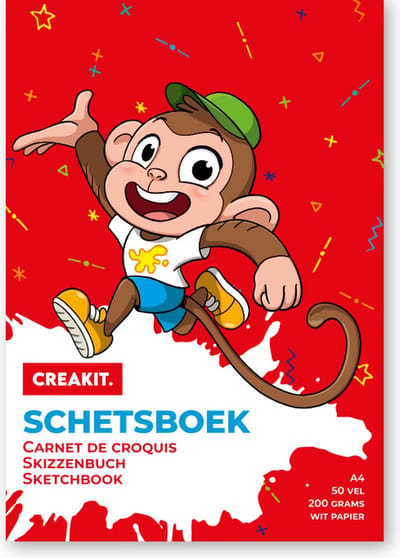 CREAKIT. Schetsboek – Tekenpapier – A4 Formaat – 50 Vellen – 21 x 29.7 cm – Gelijmd aan bovenzijde – Wit papier – 200 gram