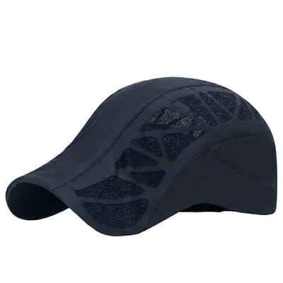 Marineblauwe fietspet unisex ademende mesh sport pet sneldrogend lichtgewicht wielren pet met drukknoopsluiting zweetabsorberende hardloop pet geschikt voor fietsen hardlopen fitness vissen outdoor lente zomer