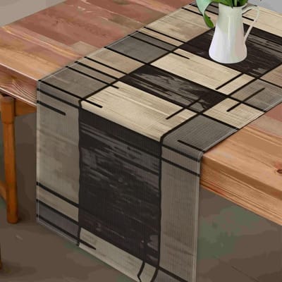 Moderne Geometrische Bruine Linnen Tafel Runner Commode Sjaals Tafeldecor Boerderij Keuken Eettafel Runner Feestdecoraties 150x33cm beige