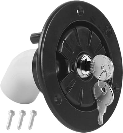 Afsluitbare dop voor verswaterinlaten, inlaatfilter afsluitbaar, camper caravan aanhangerboot.