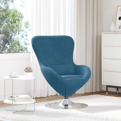 vidaXL - Eivormige - stoel - Blauw - 63 - x - 73 - x - 90 - cm - Fluweel