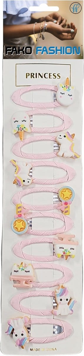 Fako Fashion - 10 Haarspeldjes Op Kaart - Haarclips Voor Meisjes - 10 Stuks - Eenhoorn - Mix