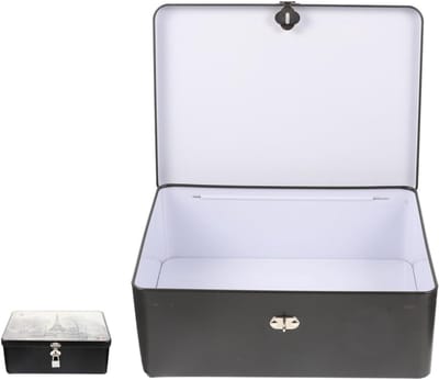 Vintage Metalen Box met Slot en Sleutel, Lockable Blikdoos voor Bureauopslag, Decoratieve Retro Cadeau Box voor Snoep, Sieraden en Kleine Onderdelen, Ruimtebesparend en Stijlvol