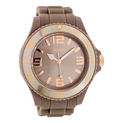 OOZOO Timepieces - Taupe horloge met taupe rubber band - C5041