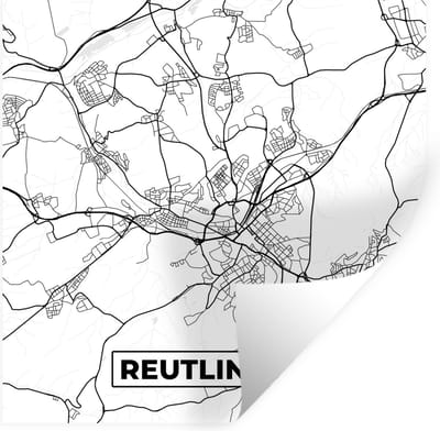 Muurstickers - Sticker Folie - Kaart - Plattegrond - Stadskaart - Reuslingen - 100x100 cm - Plakfolie - Muurstickers Kinderkamer - Zelfklevend Behang XXL - Zelfklevend behangpapier - Stickerfolie