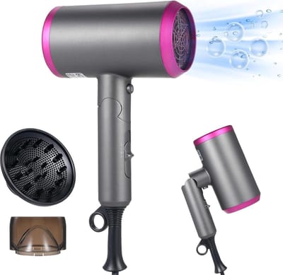 Professionele inklapbare ionen-haardroger 1800 W AC-motor met blaaskop 3 temperaturen 2 snelheden - reishaardroger Haardroger