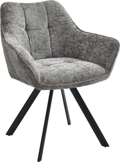 CLP Scott Eetkamerstoel - Draaibaar 180°- Metalen Frame - Terugdraaifunctie - Comfortabele Zitting - Modern Design - Max. 120 kg - Stof/donkergrijs