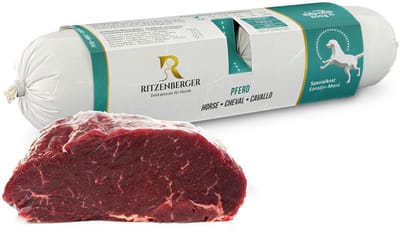 Ritzenberger Paard met Aardappel sensitive gestoomde worst. 24 x 400 gram (doos 12 rollen, 9,6 kilo totaal)
