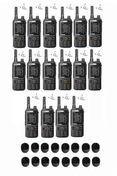 Set van 16 Inrico T320 V2 4G LTE Zello Portofoon, GPS, Wifi met tafellader en beveiliging oortje