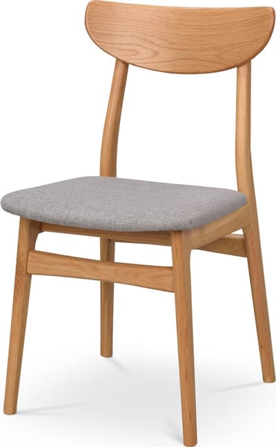 Rowico Home Rodham Eetkamerstoel Eiken - Met Lichtgrijze Zitting - Houten Eetkamerstoel - Stof - Design - Scandinavisch - Modern