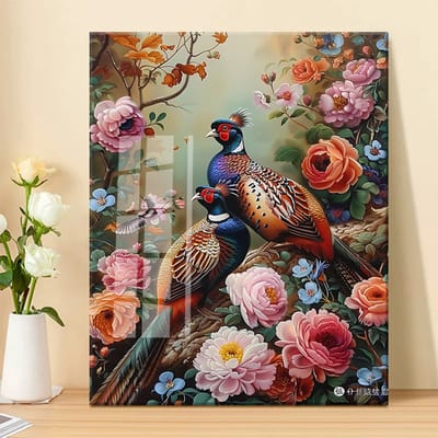 DIY kruissteekborduurpakket/vogel en bloem/borduurpakket met gedrukt kruissteekpatroon (frame niet inbegrepen) 50*65CM