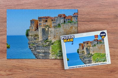 Puzzel Huizen op een klif in het Europese Corsica - Legpuzzel - Puzzel 1000 stukjes volwassenen