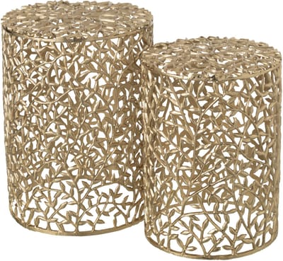 J-Line bijzettafel Blad - aluminium - goud - set van 2