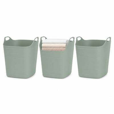 Excellent Houseware Flexibele emmer - 3x - groen - 15 liter - kunststof - vierkant - 37 x 30 cm