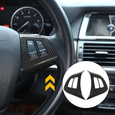 2 stuks Decoratieve Bekleding voor Stuurwielknopframe in Koolstofvezelstijl voor BMW X5 E70 2008-2013 gray