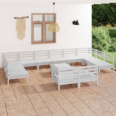 vidaXL - 13-delige - Loungeset - massief - grenenhout - wit