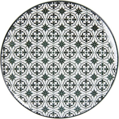 Clayre & Eef Dinerbord Ø 26 cm Zwart Wit Keramiek