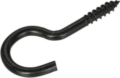 Schroefhaken. 40mm. lang. Zwart. 5 stuks Ophanghaken. DeltafiX.