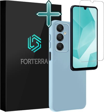 Hoesje Met Screenprotector - Geschikt voor Samsung Galaxy A16 - Sterk & Shockproof - Telefoon Hoes - Back Cover - Siliconen Case - Lichtblauw